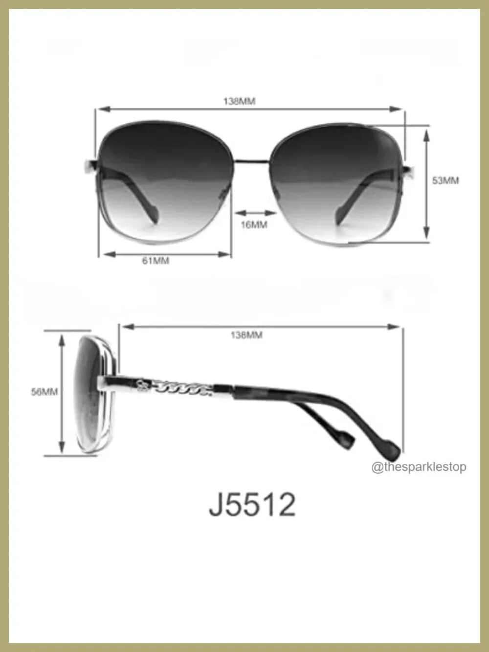 Oversized Metal Square Sunglasses UV400 Protection Women's